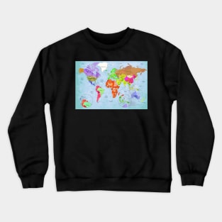 World Map With Countries Art Crewneck Sweatshirt